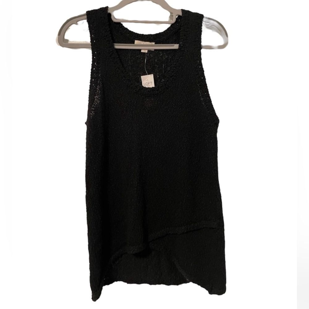 LOFT NWT‎ Knit Tank Top Black Minimalist High-Low Tank Sweater Womens Size S